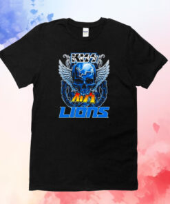 Skull Wings Kiss In Detroit Lions Football T-Shirt