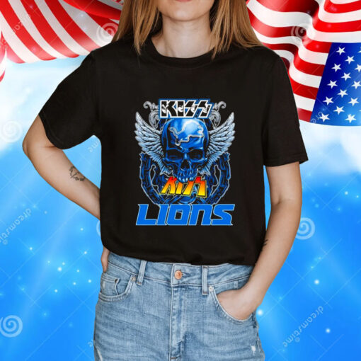 Skull Wings Kiss In Detroit Lions Football TShirt