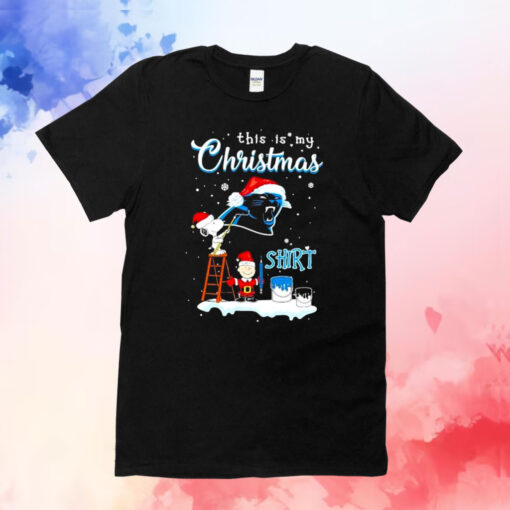 Snoopy And Charlie Brown Nfl Carolina Panthers This Is My Christmas T-Shirt