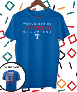 Texas Rangers Fanatics Branded 2023 World Series Champions Jersey Roster Tee Shirt