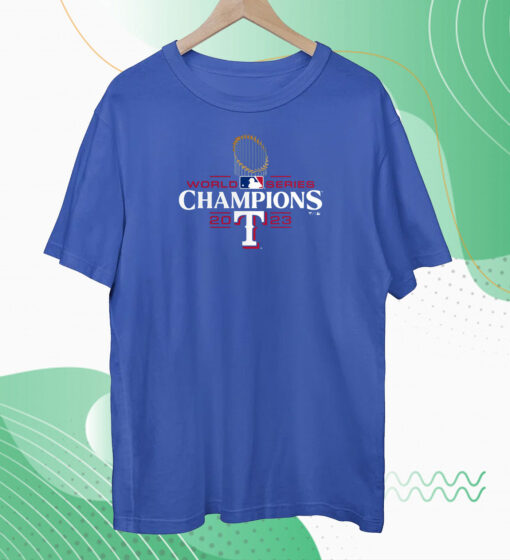 Texas Rangers Fanatics Branded 2023 World Series Champions Official Logo Tee Shirt