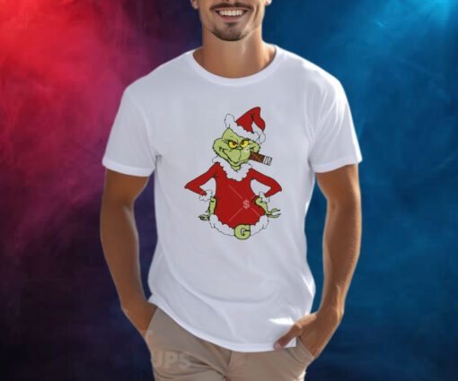 Santa Grinch Smoking A Cigar Merry Christmas Shirt