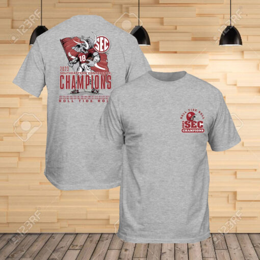 Alabama Crimson Tide 2023 SEC Football Champions Mascot Flag T-Shirt