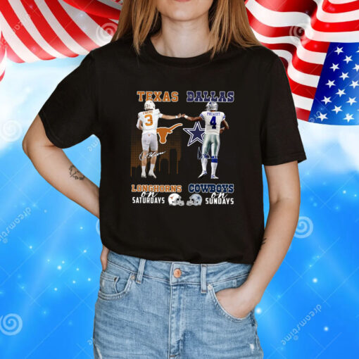 Longhorns On Saturdays And Cowboys On Sundays Tee Shirt