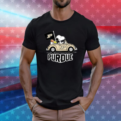 Snoopy and Woodstock Driving Car Purdue Boilermakers TShirts