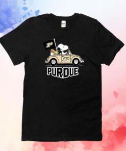 Snoopy and Woodstock Driving Car Purdue Boilermakers T-Shirts