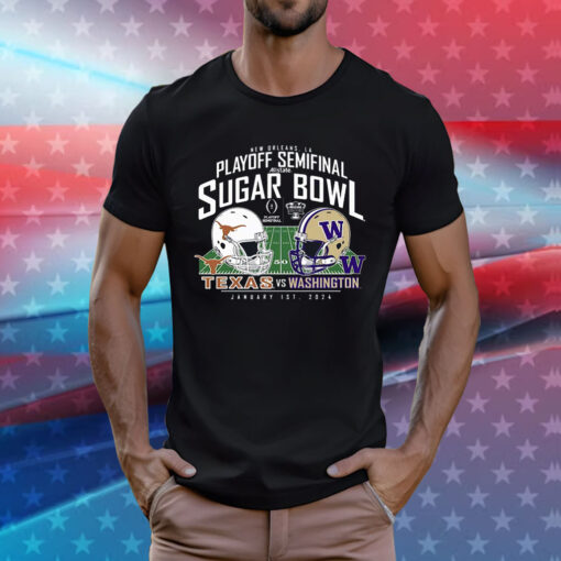 Washington Huskies Vs Texas Longhorns College Football Playoff 2024 Sugar Bowl T-Shirts