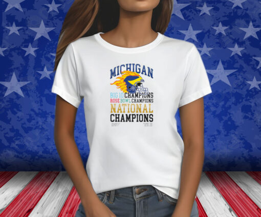 Michigan Big Ten Rose Bowl National Champions Barstool 2024 Shirt