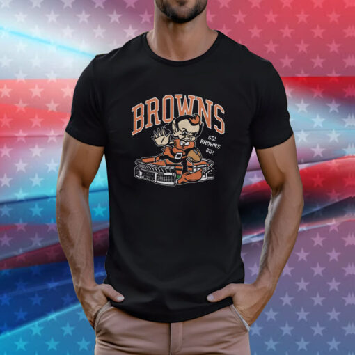 Cleveland Browns Brownie Stiff Arm Stadium T-Shirt