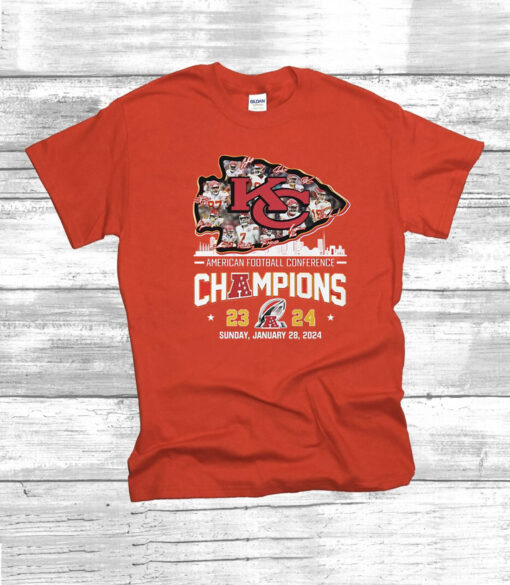 Kansas City Chiefs American Football Conference Champions 23 24 Sunday January 28 2024 T-Shirt