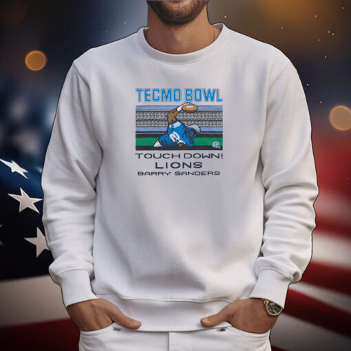 Tecmo Bowl Touch Down Lions Barry Sanders Tee Shirt