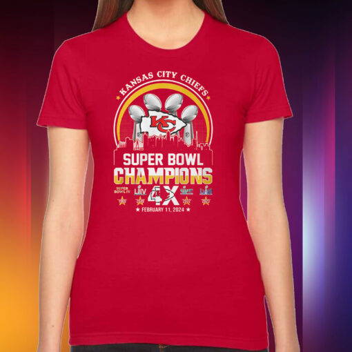 Kansas City Chiefs Super Bowl Champions 4x February 11 2024 Hoodie Shirts