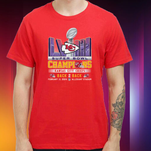 Super Bowl Lviii Champions Kansas City Chiefs Back 2 Back February 11 2024 Allegiant Stadium Hoodie Shirt