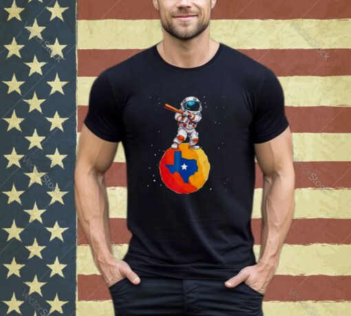 Astronaut Holding Baseball Bat Standing On Houston Astros Planet Stars shirt