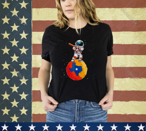 Astronaut Holding Baseball Bat Standing On Houston Astros Planet Stars shirt