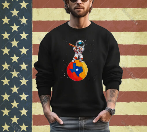 Astronaut Holding Baseball Bat Standing On Houston Astros Planet Stars shirt