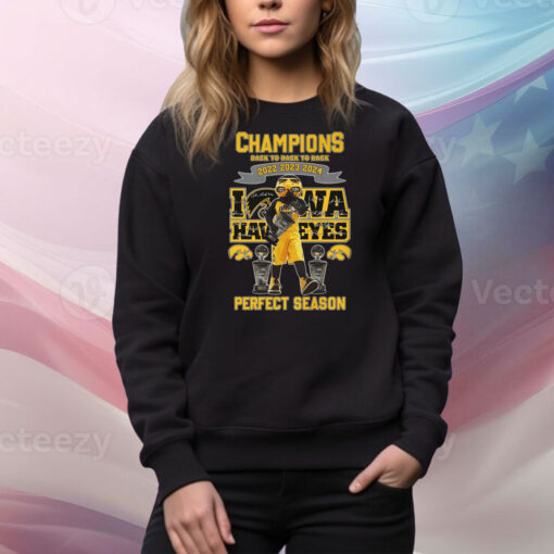 Champions Back To Back To Back 2022 2023 2024 Iowa Hawkeyes Perfect Season Hoodie Tee Shirts