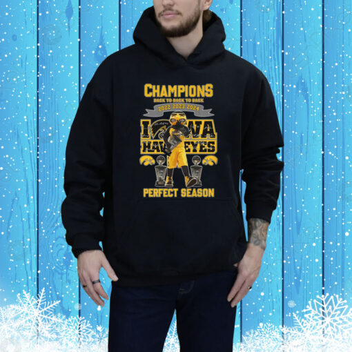 Champions Back To Back To Back 2022 2023 2024 Iowa Hawkeyes Perfect Season Hoodie Shirt