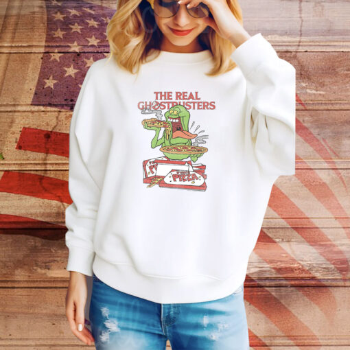 The Real Ghostbusters Slimer Eats Pizza Hoodie Tee Shirts