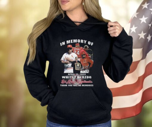 In Memory Of April 15 2024 Whitey Herzog St Louis Cardinals Thank You For The Memories Shirt